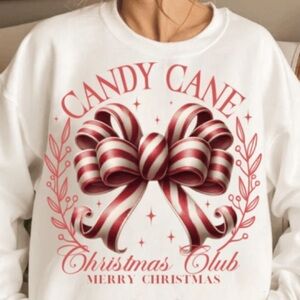 NEW Candy Cane Christmas Club Graphic Sweatshirt Sweater S-5X Oversized